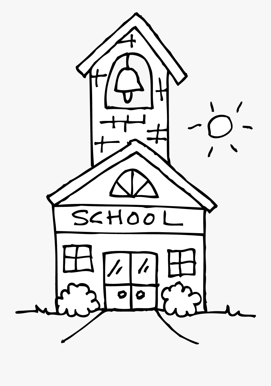Clipart Schoolhouse Black And White School House Hd - School Clipart Black And White, Transparent Clipart