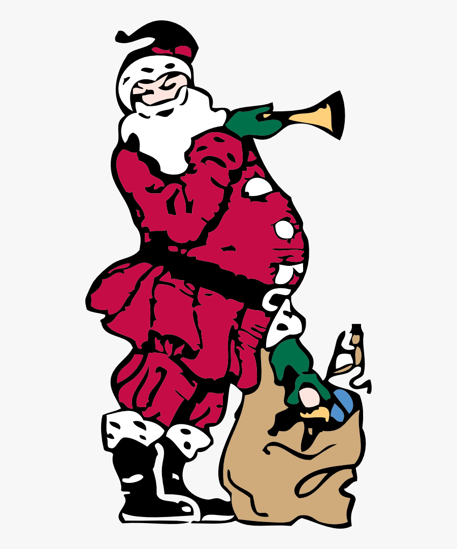 Santa And His Toy Bag - Clipart Santa Transparent, Transparent Clipart