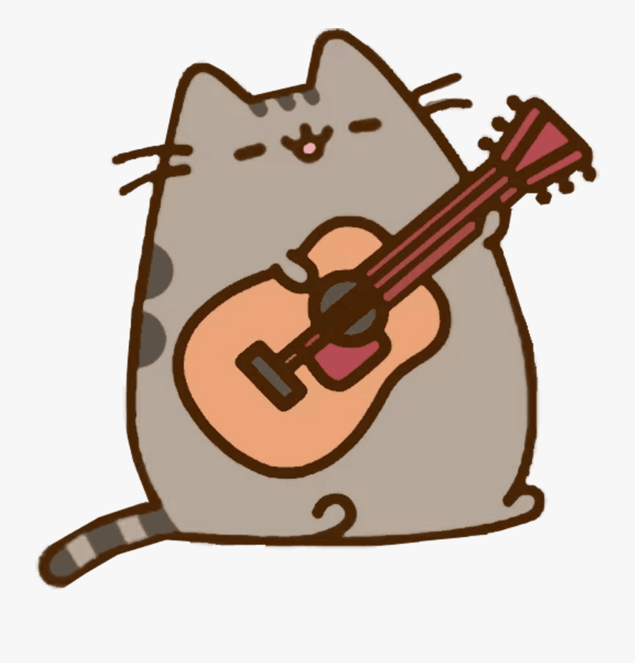 Guitar Clipart Cute Cartoon - Pusheen Cat, Transparent Clipart