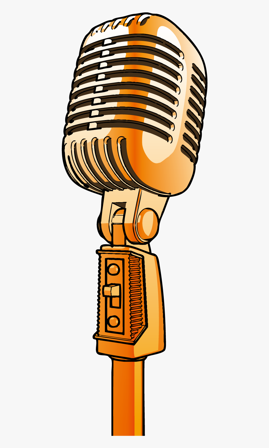 Gold Drawing Microphone - Cartoon Transparent Background Microphone, Transparent Clipart