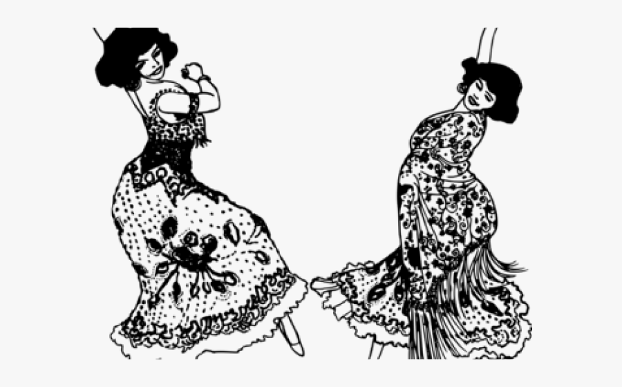 Spain Clipart Spanish Dress - Black And White Mexican Art, Transparent Clipart