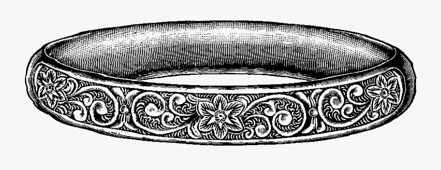 Vintage Jewelry Clip Art - Jewellery Bangles Cliparts Black & White, Transparent Clipart