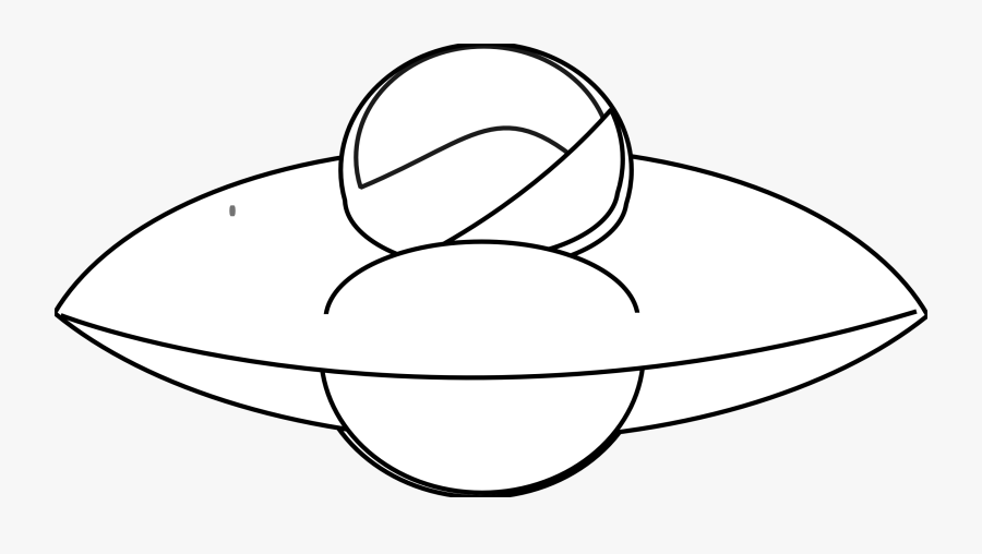 Clip Art Ufo In Metalic Style Black White Line - Line Art, Transparent Clipart