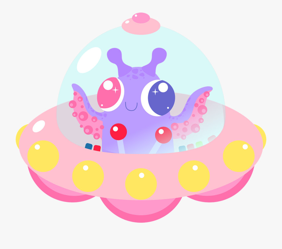 Ufo Saucer Flying Free Picture - Kawaii Ufo Png, Transparent Clipart