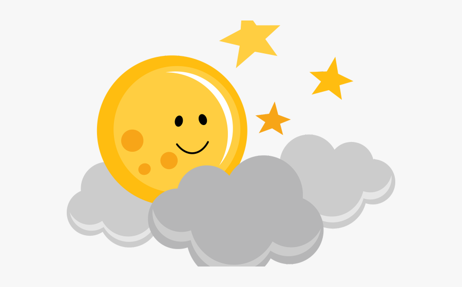 Moon And Clouds Cartoon, Transparent Clipart
