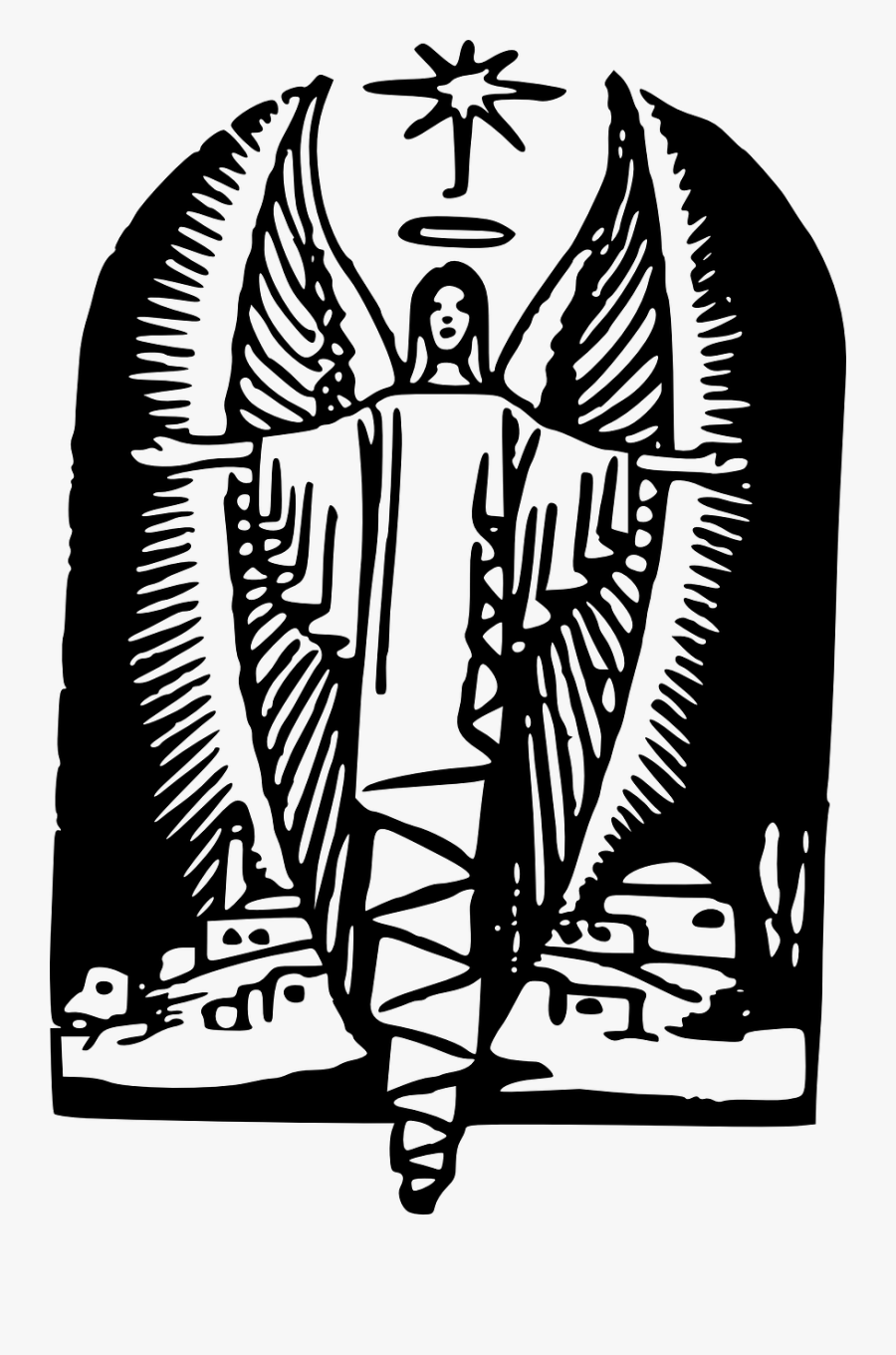 Christmas Angel Black And White, Transparent Clipart
