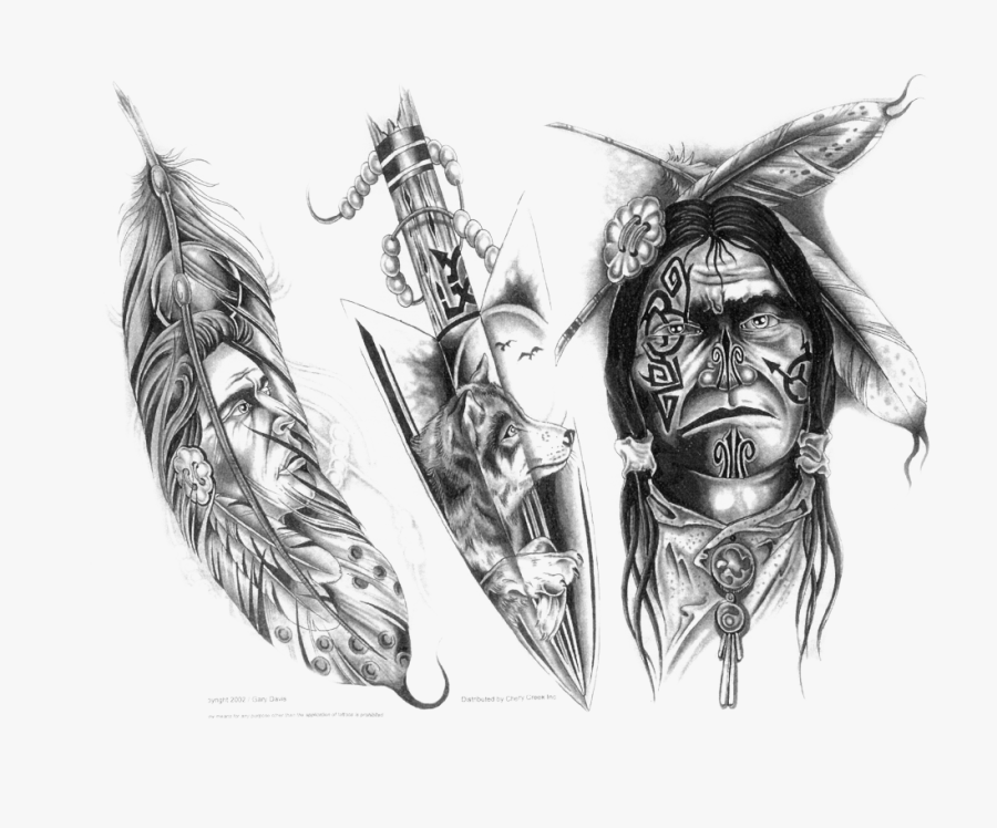 Clip Art Native American Warrior Tattoos - Red Indian Tattoo Designs, Transparent Clipart