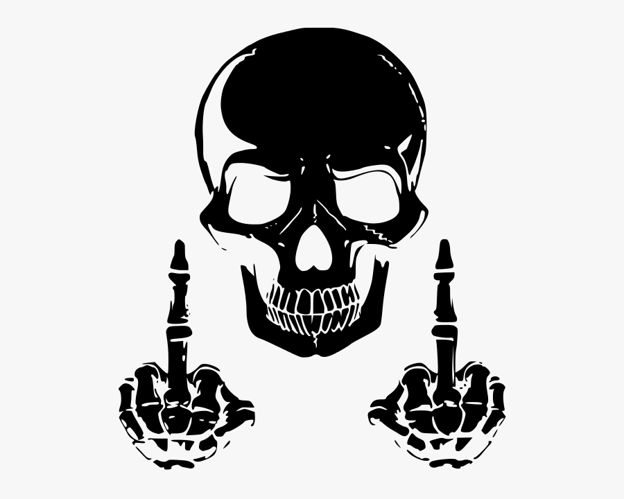 F*ck You Skull With Middle Fingers Decal - Skull Middle Fingers, Transparent Clipart