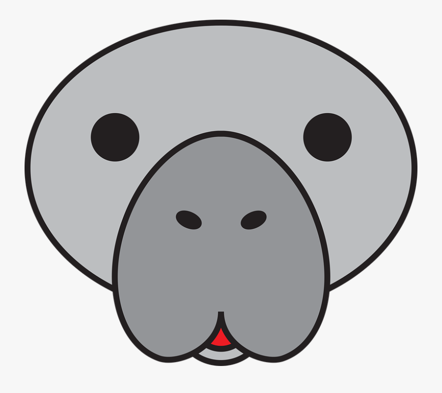 Dugong Cartoon Face, Transparent Clipart