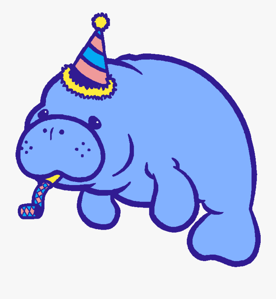 Birthday Manatee, Transparent Clipart