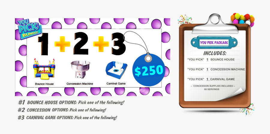You Pick Party Rental Package, Transparent Clipart