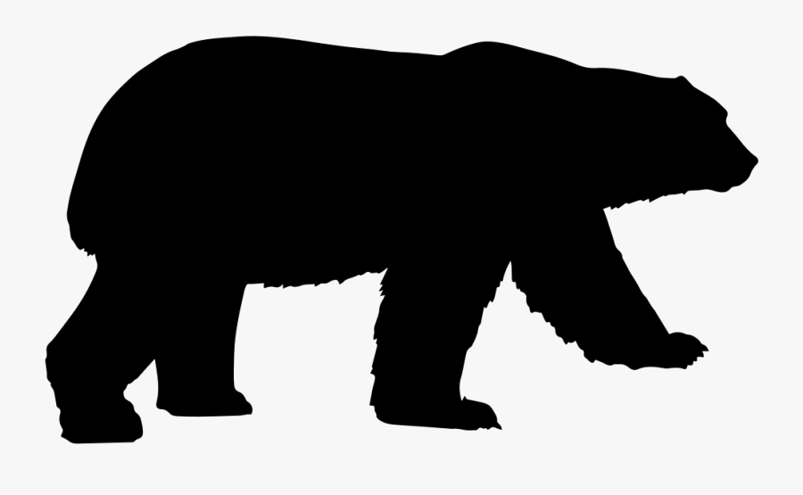 Polar Bear American Black Bear Clip Art Grizzly Bear - Standing Polar Bear Silhouette, Transparent Clipart