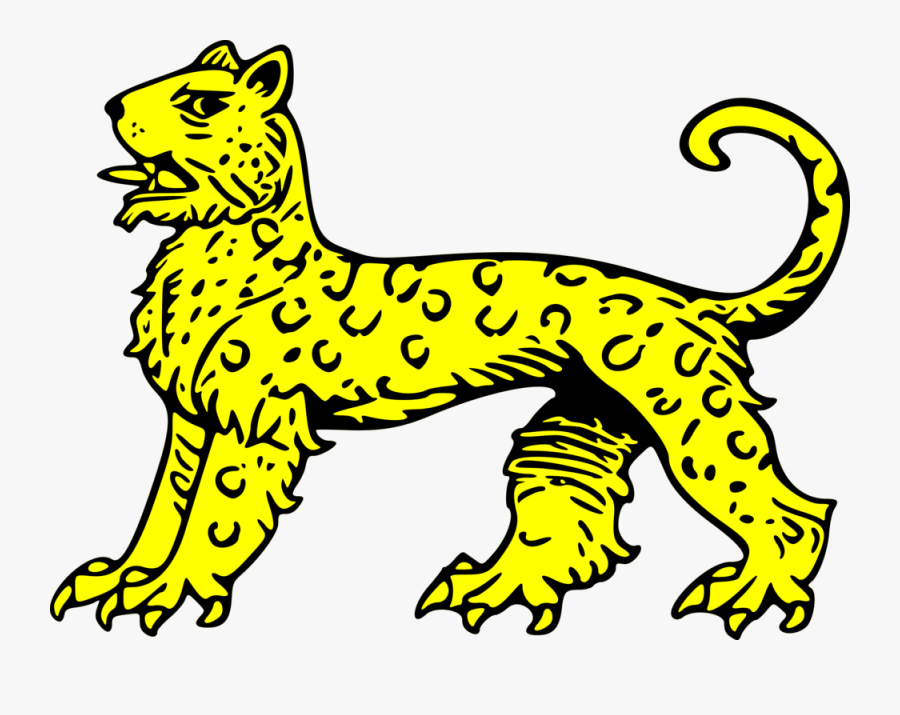 Line Art,wildlife,big Cats - Jaguar Coat Of Arms, Transparent Clipart