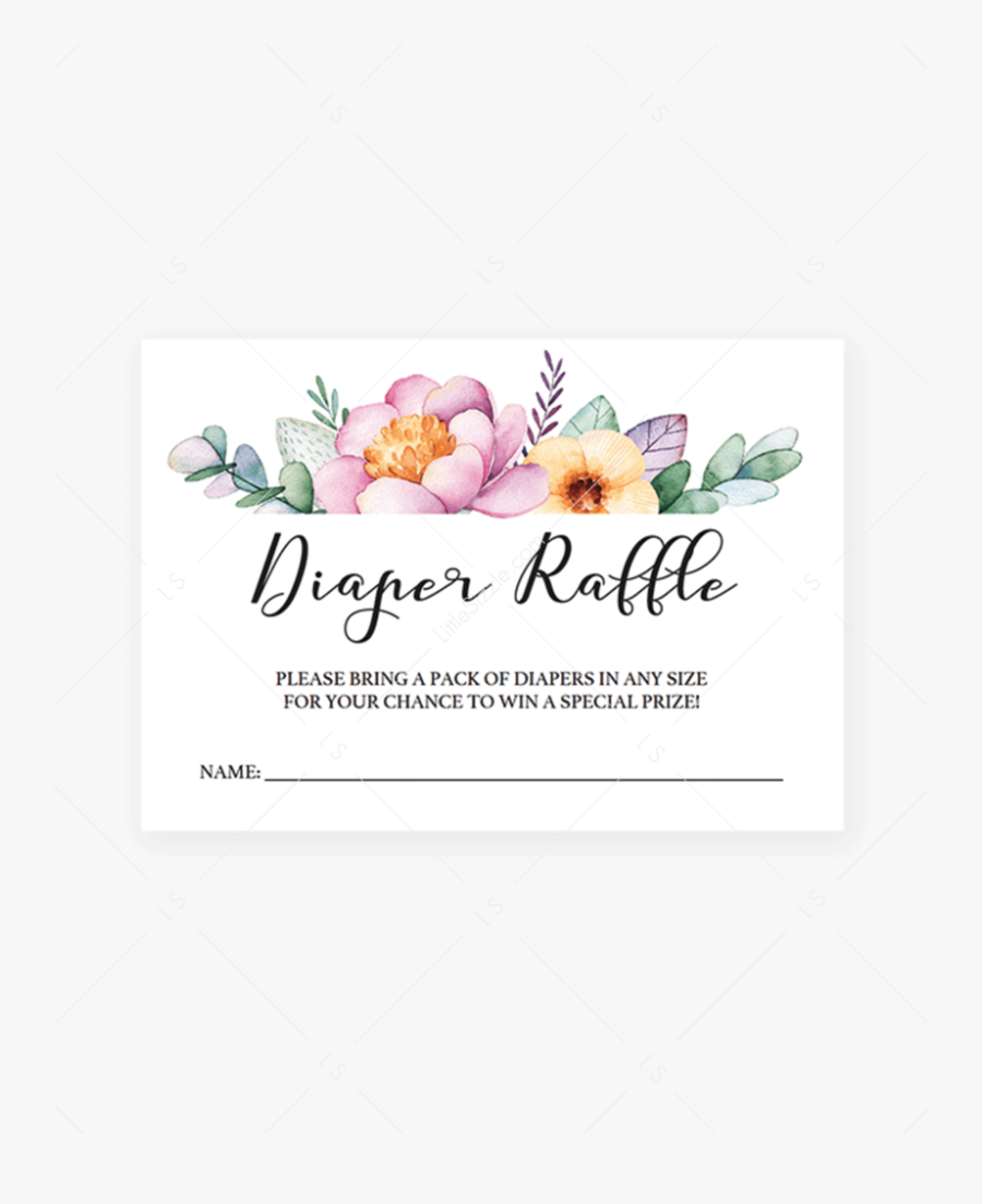 Transparent Raffle Ticket Clipart - Diaper Raffle Tickets Printable Floral, Transparent Clipart