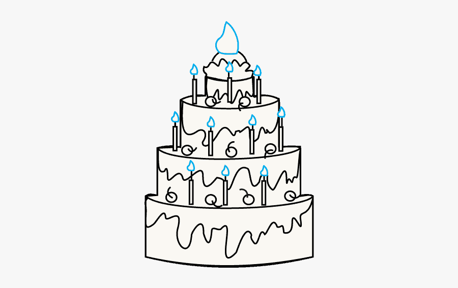 Clipart Black And White Drawing Objects Cake - Happy Birthday Happy Drawings Cake, Transparent Clipart