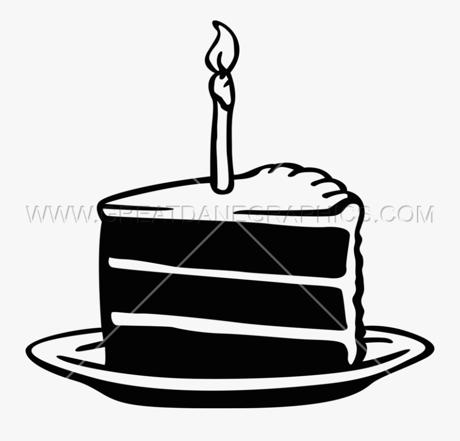 Transparent Cake Slice Clipart Black And White - Birthday Cake Slice Drawing, Transparent Clipart