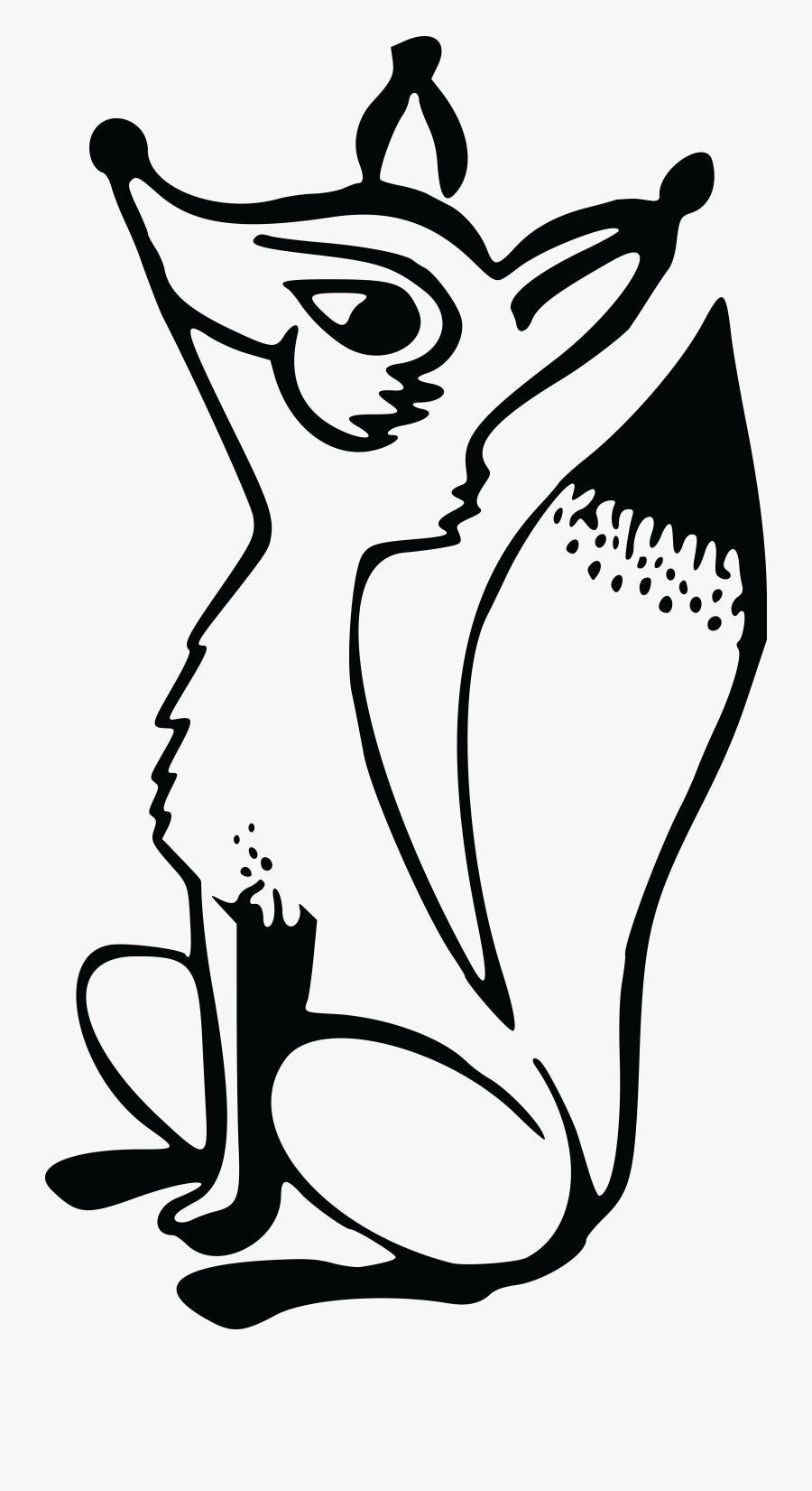 Free Clipart - Cartoon Fox Clipart Black And White, Transparent Clipart