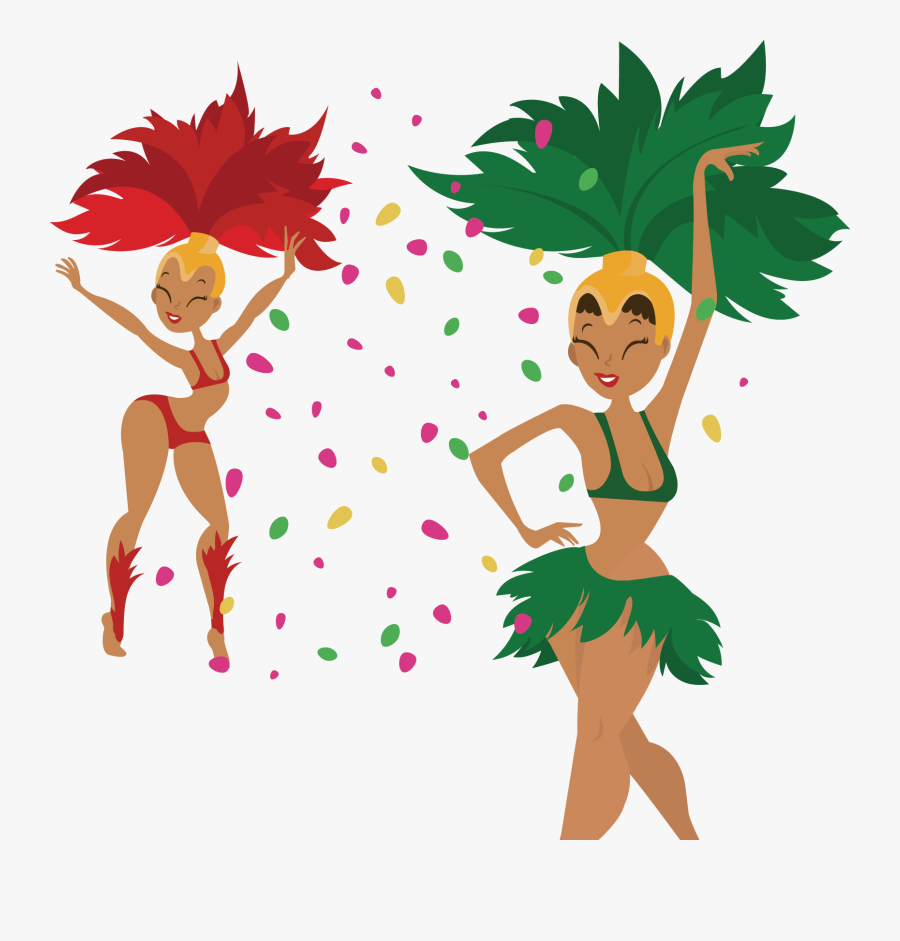 Vector Samba Painted Two Dancer Performance Women Clipart - Samba Vector Png, Transparent Clipart