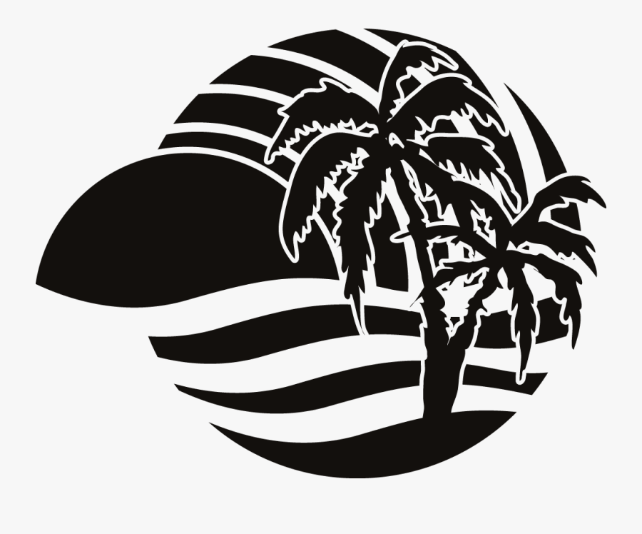 Party Beach Silhouette Labels Png Silhouette Beach - Vector Beach Logo Png, Transparent Clipart