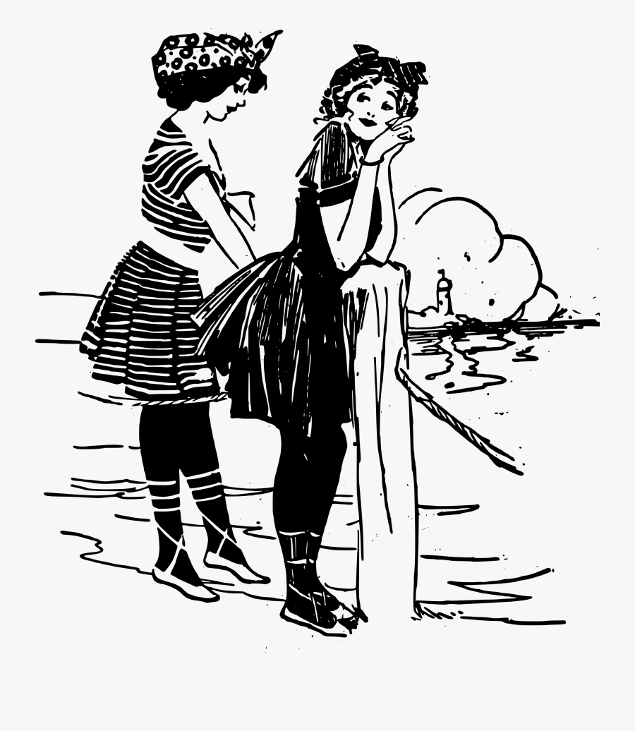 Transparent Beach Clipart Black And White - Black And White Beach Drawing, Transparent Clipart