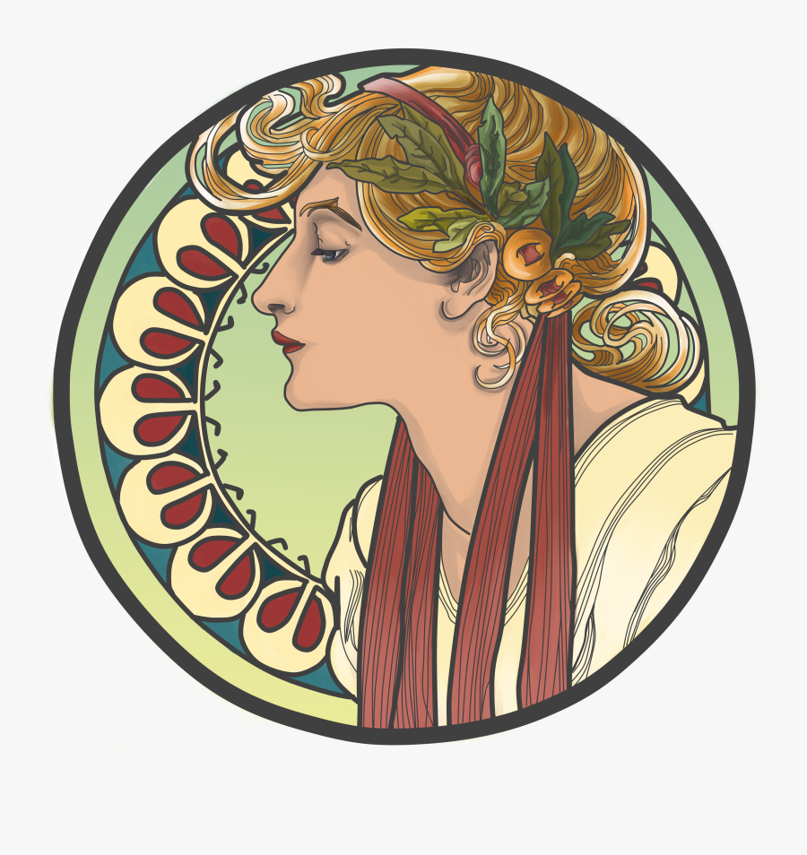 Clip Art Art Deco Woman - Art Nouveau Woman Face, Transparent Clipart