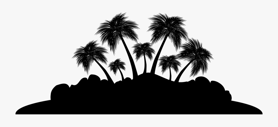 Beach Silhouette Png - Transparent Background Palm Tree Island Silhouette, Transparent Clipart