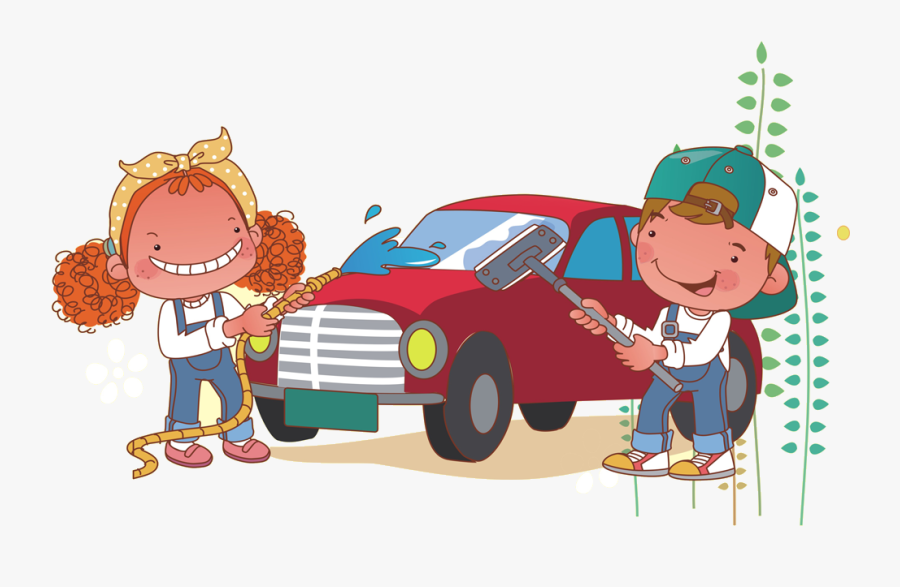 And For Car Men Wash Cartoon Women Clipart - Wash The Car Clipart, Transparent Clipart
