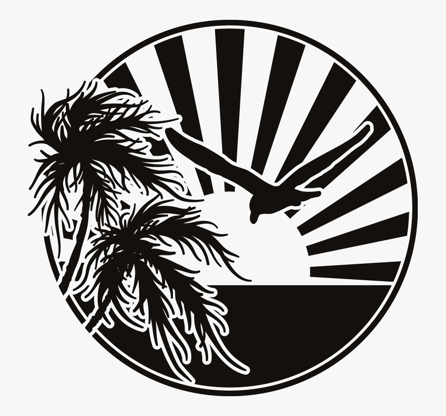 Party Beach Silhouette Labels Png, Transparent Clipart