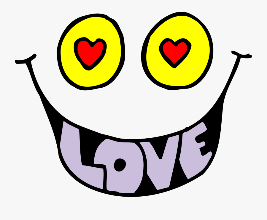 Googly Eyes And A Smile With Protruding Tongue Cartoon - Black And White Valentines Day, Transparent Clipart