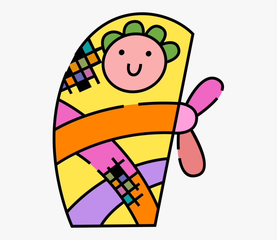 Vector Illustration Of Newborn Infant Baby Wrapped, Transparent Clipart