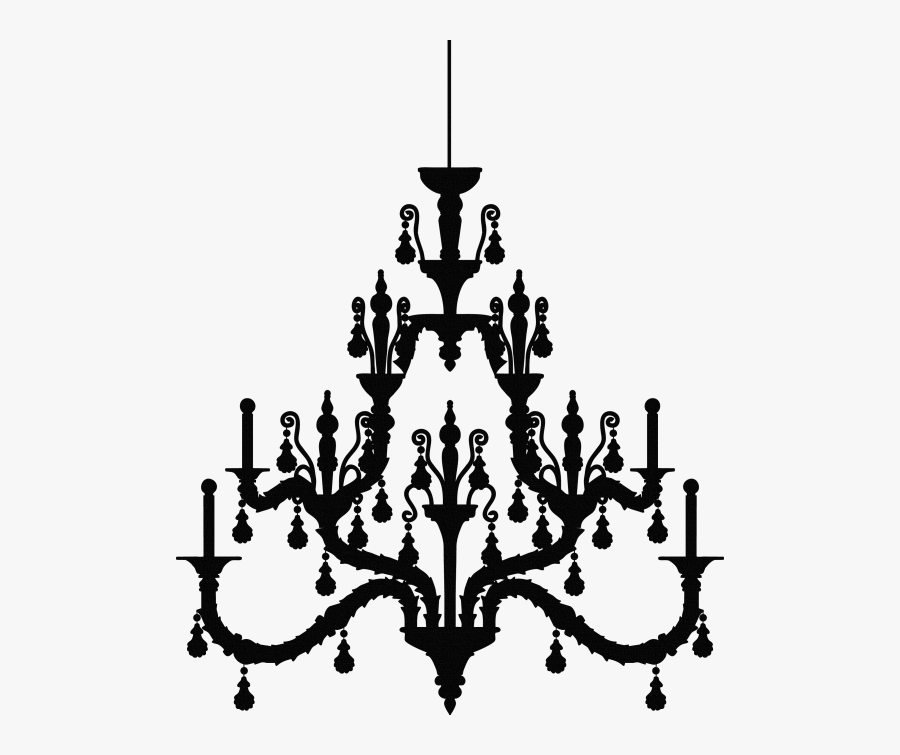 Light Chandelier Silhouette - Silhouette Clip Art Black And White Chandelier, Transparent Clipart