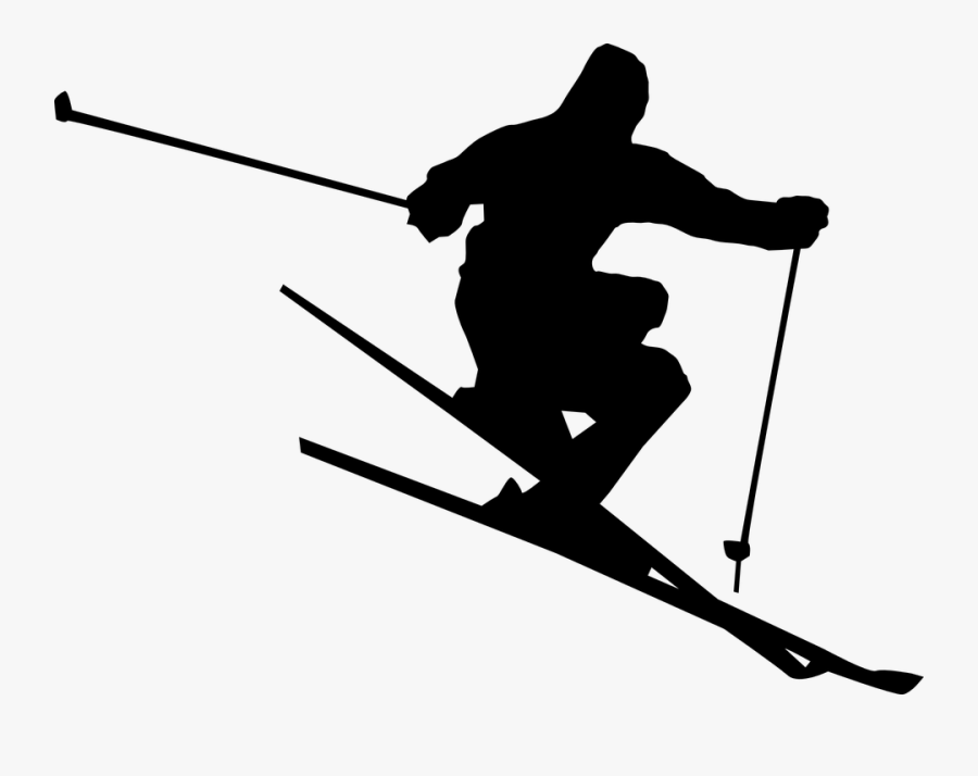 Transparent Ski Png - Skiing Black And White, Transparent Clipart