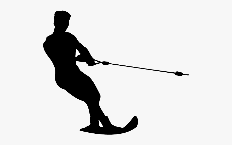 Water Skiing Clip Art - Slalom Water Ski Silhouette, Transparent Clipart