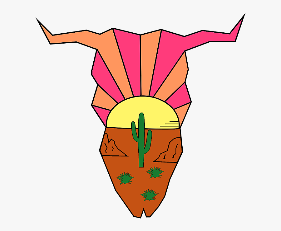 Sunset Bull Vector - Illustration, Transparent Clipart
