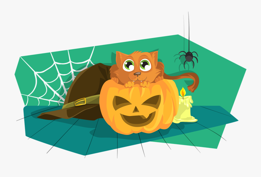 Cat, Pumpkin, Halloween, Scary, Spooky, Treat, Trick - Historia De Halloween Para Niños, Transparent Clipart