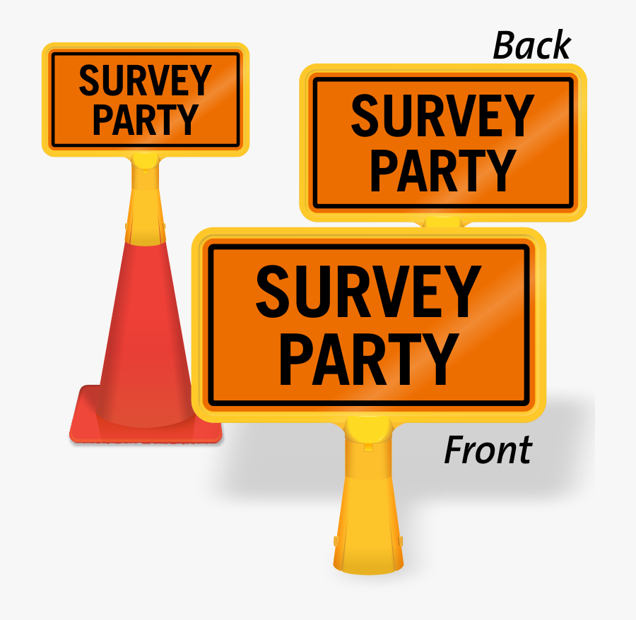 Survey Party Coneboss Sign - Road Work Ahead Sign, Transparent Clipart