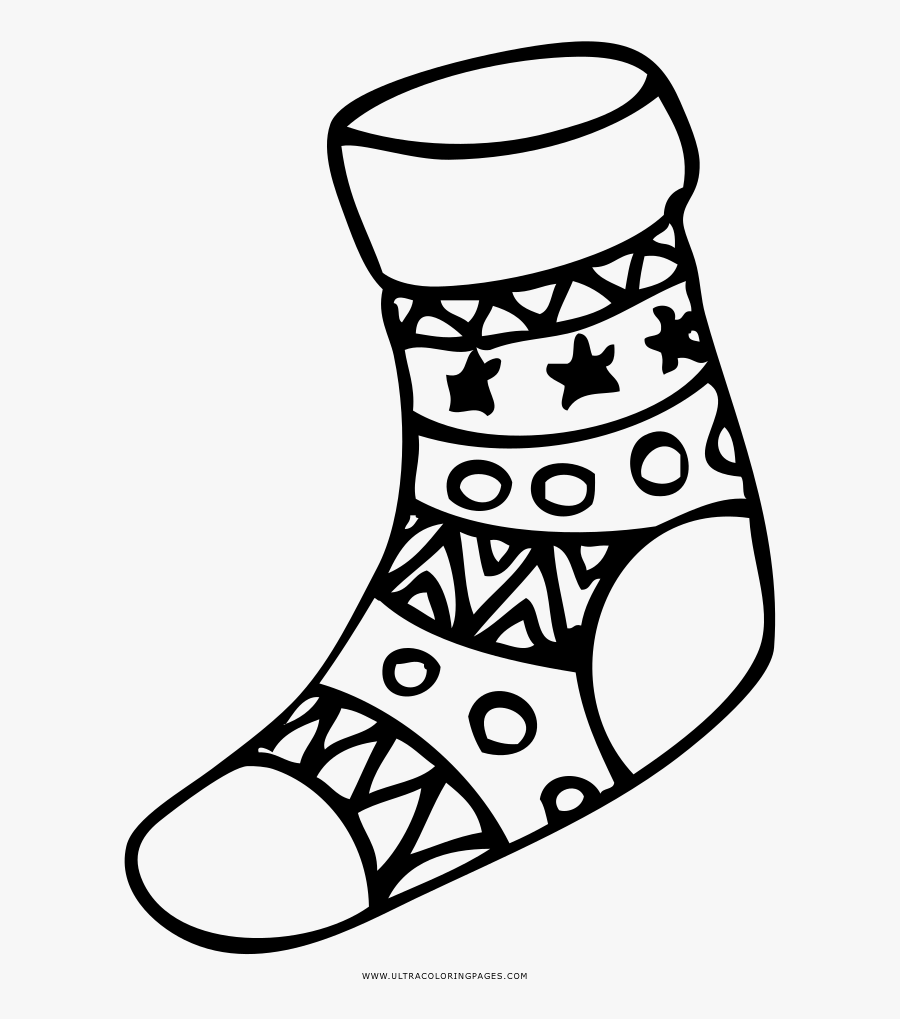Stocking Coloring Page - Sock, Transparent Clipart