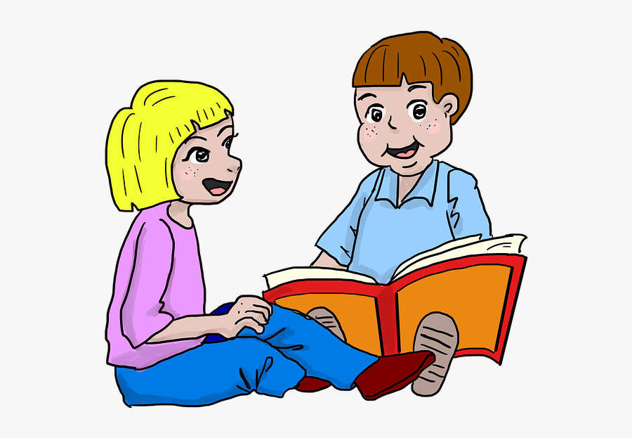 Picture Of Children Reading Free Download Clip Art - Kartun Membaca Buku Png, Transparent Clipart