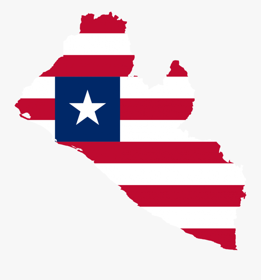 Liberia Map With Flag, Transparent Clipart