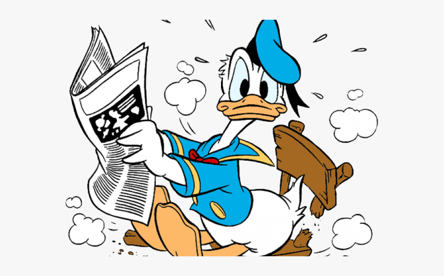 Donald Duck Clipart Reading - Donald Duck Reading Newspaper, Transparent Clipart