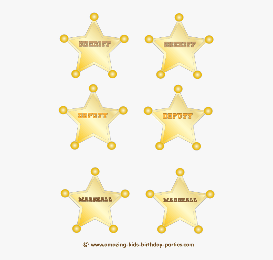 Clipart For Girl Being Honest Gold Star Badge - Western Photo Booth Props Sheriff Badge, Transparent Clipart