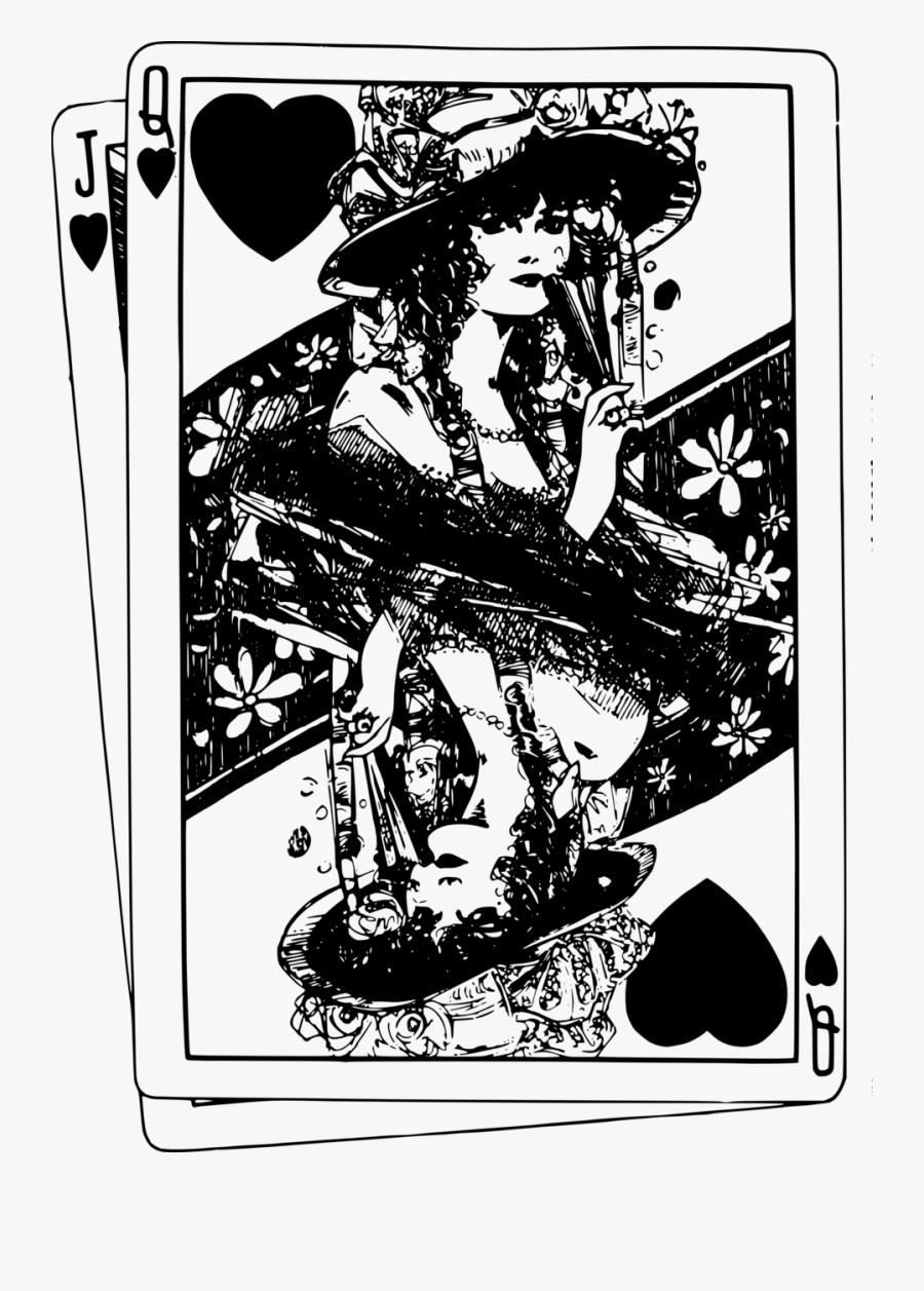 Black And White Queen Card, Transparent Clipart