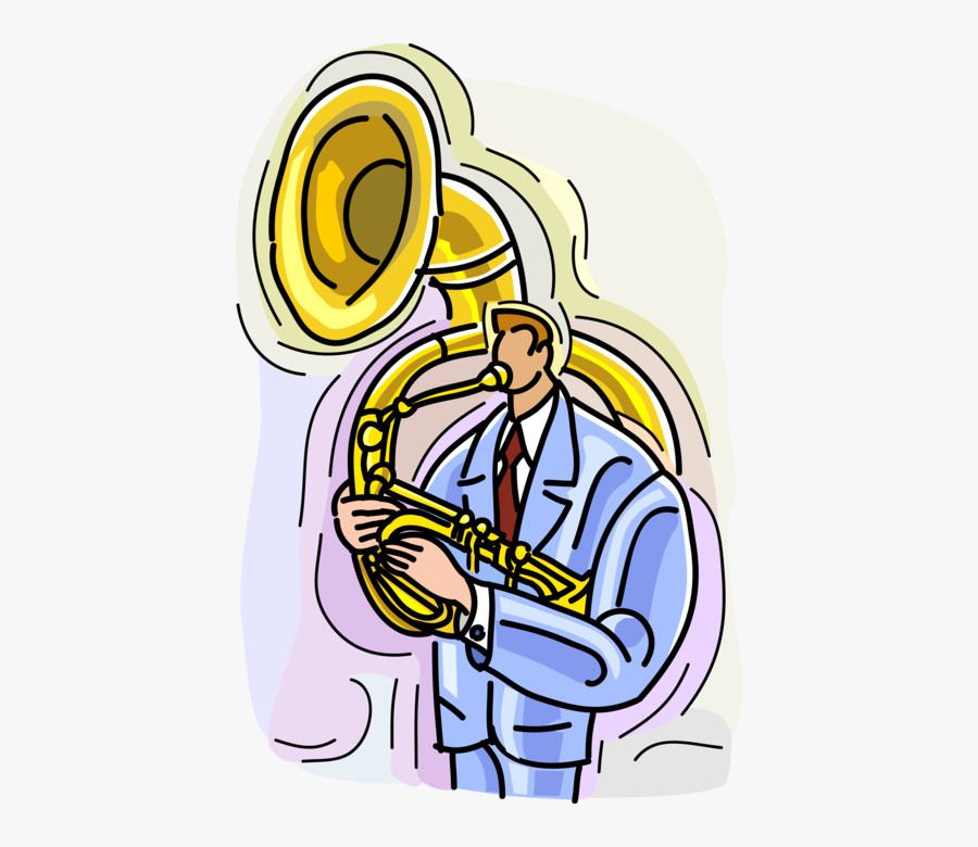 Vector Illustration Of Musician Playing Tuba Large - Tocando Tuba, Transparent Clipart