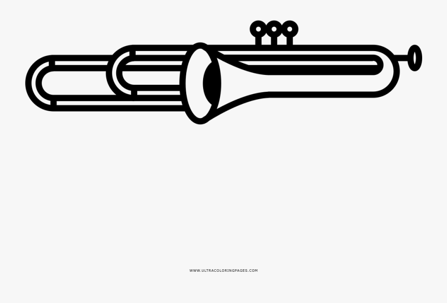 Trombone Coloring Page, Transparent Clipart