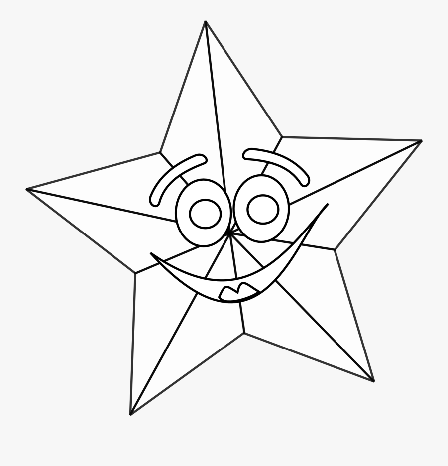 Smiling Star Outline Svg Clip Arts, Transparent Clipart