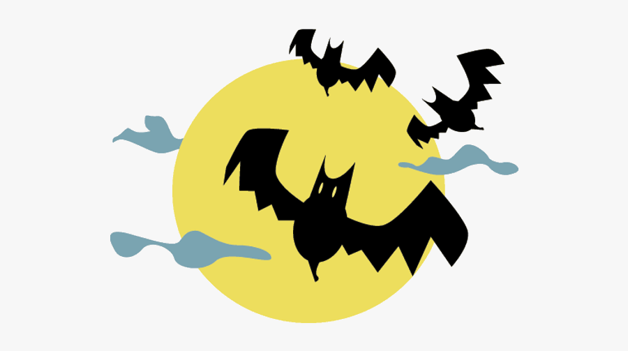 Moon With Bats Halloween Cartoon Clip Art, Transparent Clipart