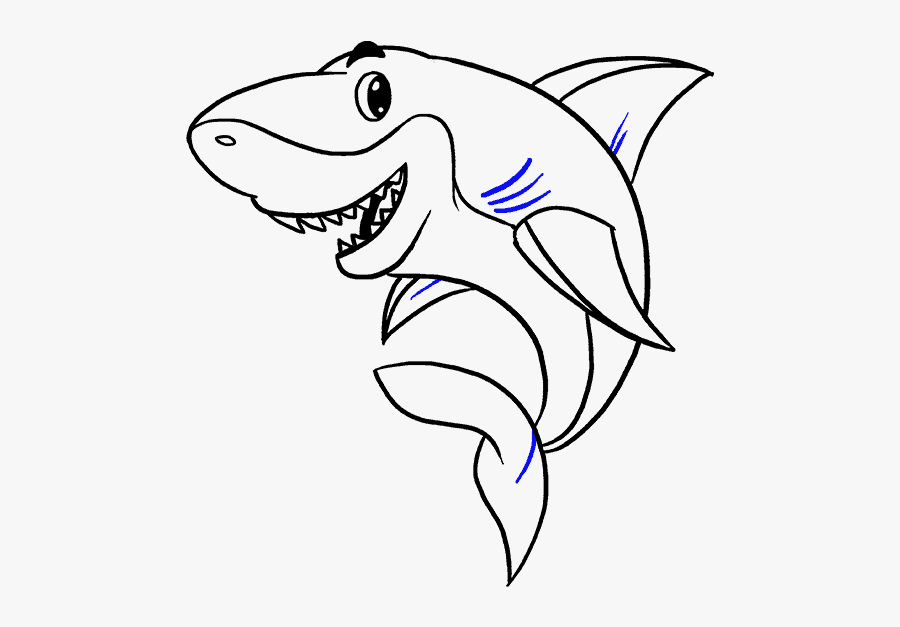 Shark Drawing Png - Simple Cartoon Sketches New, Transparent Clipart