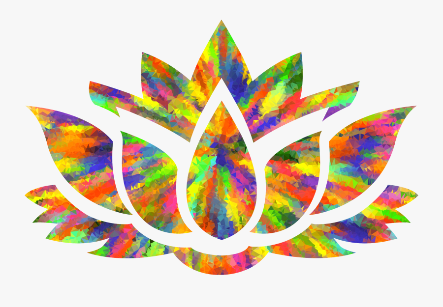 Low Poly Splash Of Color Lotus Flower Silhouette Clip - Clipart Lotus Flower Black And White, Transparent Clipart