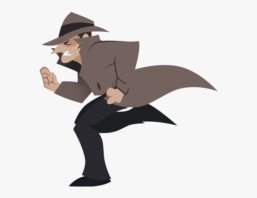 Detective Run Worry Situation Segurity Need Help Faster - Running Detective Clip Art, Transparent Clipart
