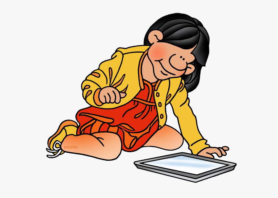 Young Girl With Tablet - Phillip Martin Clipart Remember, Transparent Clipart